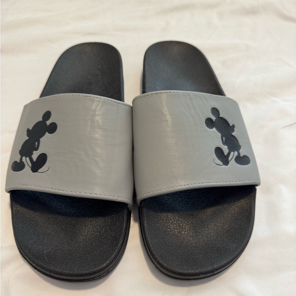 Gray and Black Slide Sandals